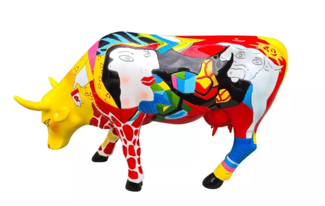 Statue vache Cow Parade, en résine multicolore. Modèle "Picowsso" L 30 cm