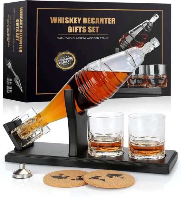 Whisky Decanter,Whiskey Decanter and Glass Set (650ml) Whiskey Decanter