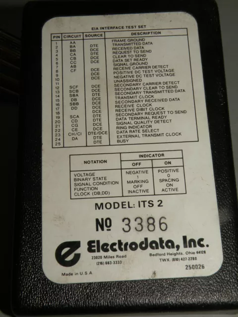 EIA Interface Test Set Electrodata ITS 2 3