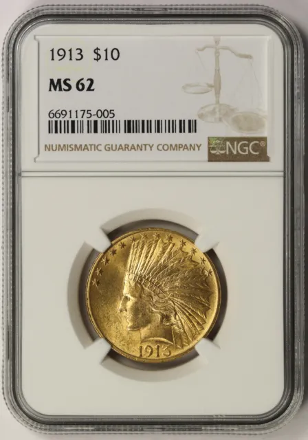 1913 Indian Head Eagle Gold $10 MS 62 NGC
