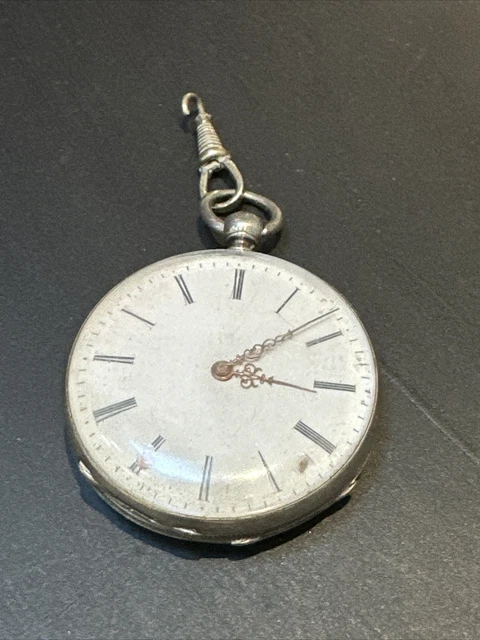 Ancienne Montre Gousset Argent Massif Mouvement A Clé A Réviser Art Nouveau