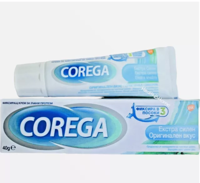 Crema fijadora para dentaduras Corega adhesivo dental extra fuerte sabor original 40 g