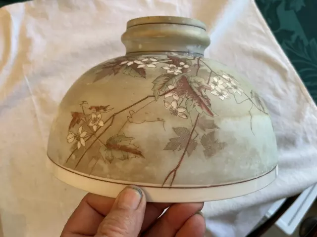 Antique 9-7/8" Floral Glass Kerosene Gas Electric Table Lamp Shade PAINT ISSUES