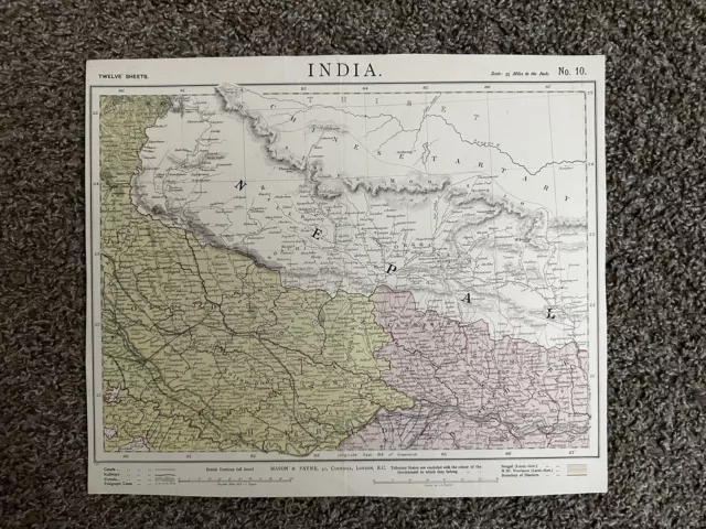 India (east, border with Nepal) 1884-1887 Original Map