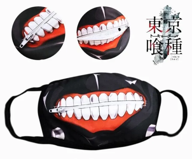Tokyo Ghoul Kaneki Ken Cotton Mask w/Mouth Zipper for Halloween Anime Cosplay