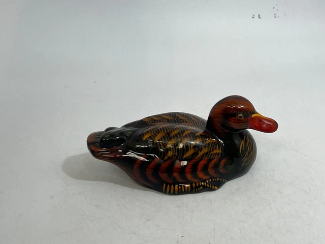 Vintage rustikale Ente Mallard Figur Keramik handbemalt dekorativ 7,5""x3"" #RA