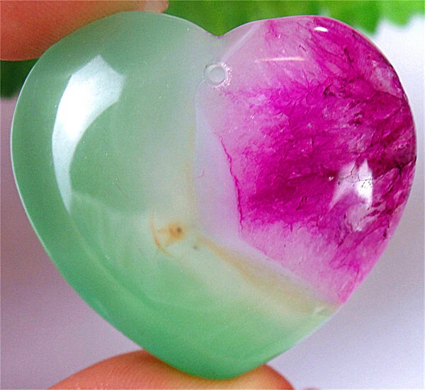 42x39x7mm Rose&Green Druzy Geode Agate Love Heart Pendant Bead BQ66397