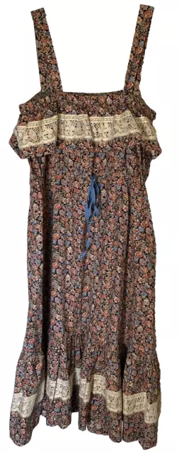 Vintage Cottagecore  Prairie Floral Lacy Dress s/m
