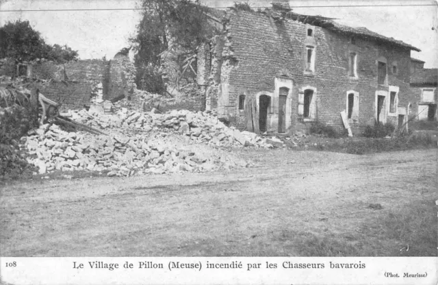 Cpa 55 Le Village De Pillon Fire By Bavarian Hunters
