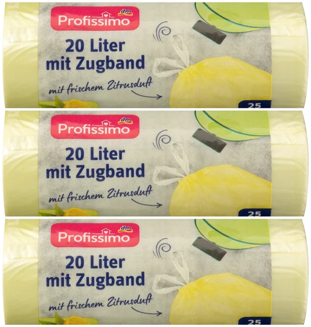 3x sacchetti spazzatura con nastro adesivo discreto profumo di agrumi 20 l, 25 pz ✅