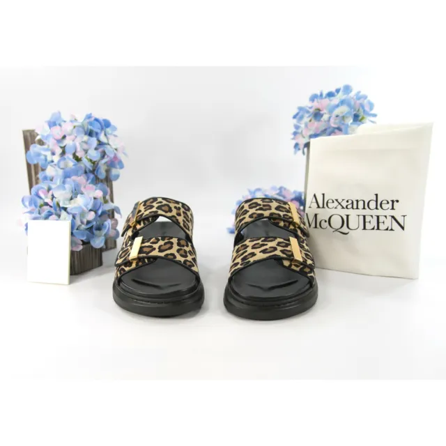 Alexander McQueen Oversized Leopard Suede Hybrid Slide Sandals 38 NIB 2