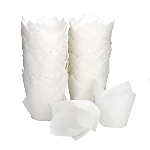 200pcs Tulip Cupcake Liners, Brand Name Standard Greaseproof Paper Baking White