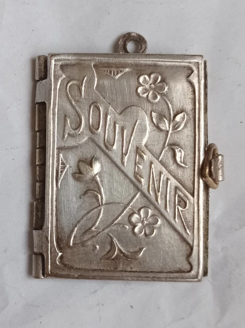 Ancien Pendentif Porte-photo En Métal Argenté - Occasion En Bon état D'usage, Médaillon Photo