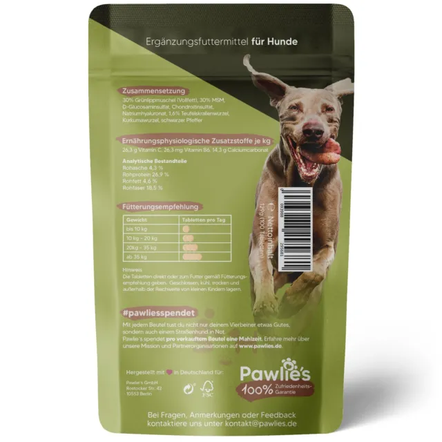 Gelenktabletten für Hunde mit MSM Grünlippmuschel Pulver Omega 3 2