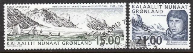 Greenland Scott #407-08 VF Used 2003 Danish Literary Greenland Expedition