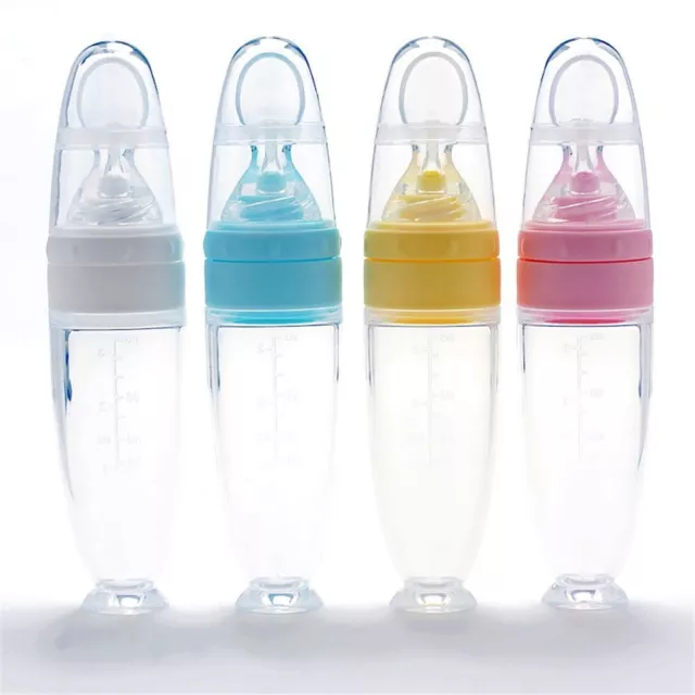 Kid Feeding Spoon Bottle Food Supplement Baby Rice Paste Silicone Container