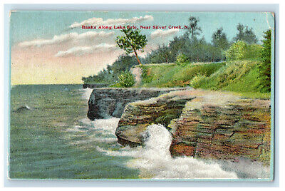 1910 Banks Along Lake Erie Near Silver Creek NY North Evans NY Postcard