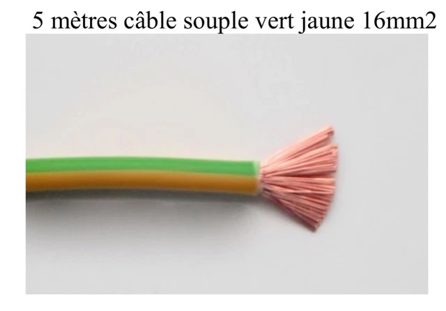 câble électrique souple de terre 16 mm2 vert jaune 5 mètres