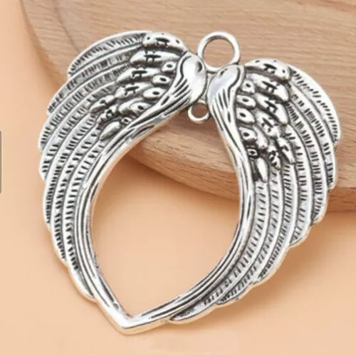 10PCS Large Angel Wings Charms Pendant Tibetan Silver 65x68mm DIY Jewelry Making