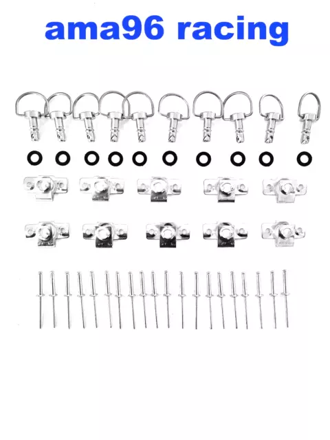 Kit 10 Sganci Rapidi Carene Moto Inox 50 Pezzi 17X6Mm Kawasaki Ninja Zx-10R 2004