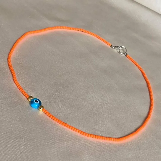 handmade glass beaded evil eye choker/ necklace🧿📿Comes with a lobster clasps