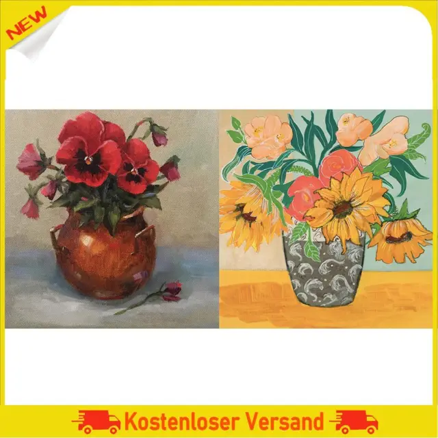 20X20cm Frameless Oil Paint By Numbers Flowers In A Vase Paint Canvas Crafts Kit