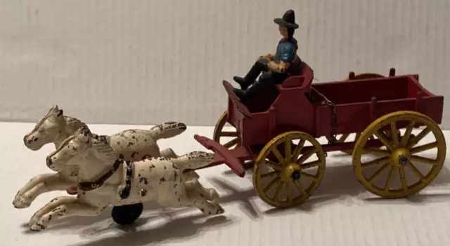Ohio Stove Co.  Horses With Wagon And Coachman. Early american. Heavy Cast Iron.