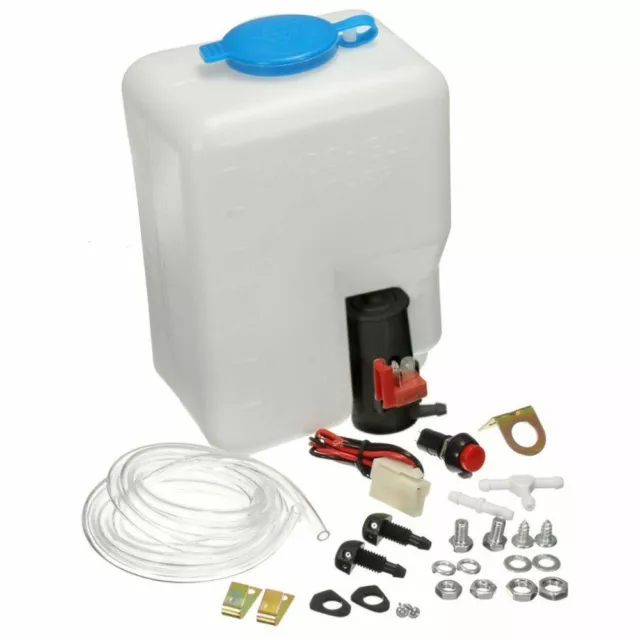 12V Universal Classic Car Windshield Washer Reservoir Pump Bottle Kit Jet Switch 2