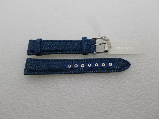 Genuine Michele 18mm Denim Blue Watch Band Strap NEW