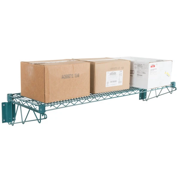 14" x 48" Wall Mount Green Epoxy Wire Shelf Rack Commercial Restaurant Pot NSF