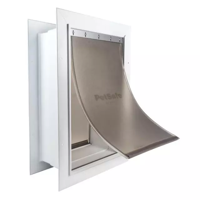 Pet Door 10-3/8 in. x 15-3/8 in. Large Wall Entry White Plastic Energy