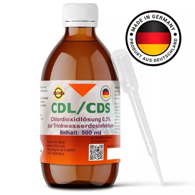 CDL/CDS 0,3% 500ml in Braunglasflasche mit Pipette zur Trinkwasserdesinfektion