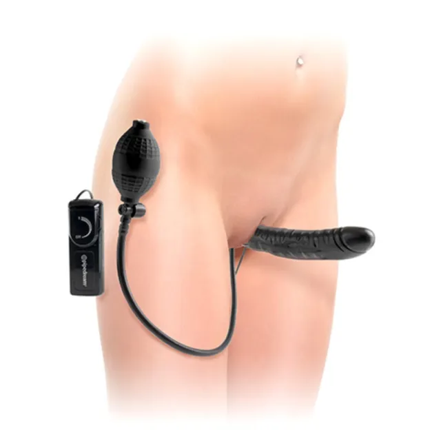 Vibratore strap on indossabile gonfiabile con plug strapless