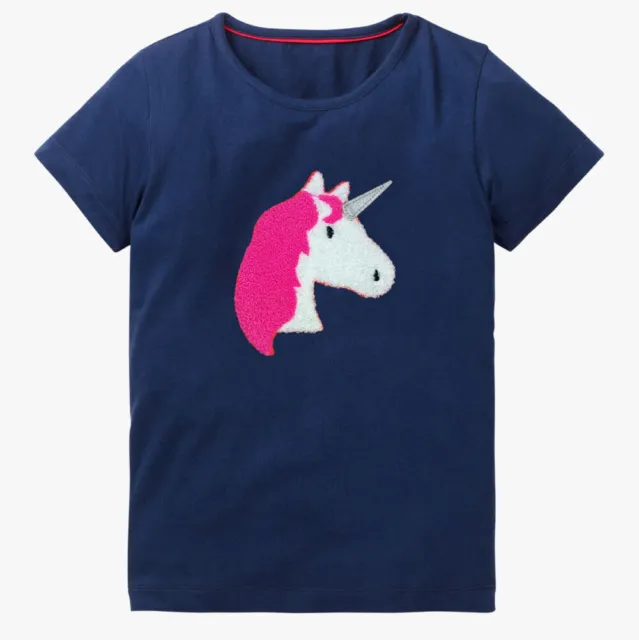Mini Boden Girls Unicorn Boucle Applique Short Sleeve T-Shirt 2-10 Years