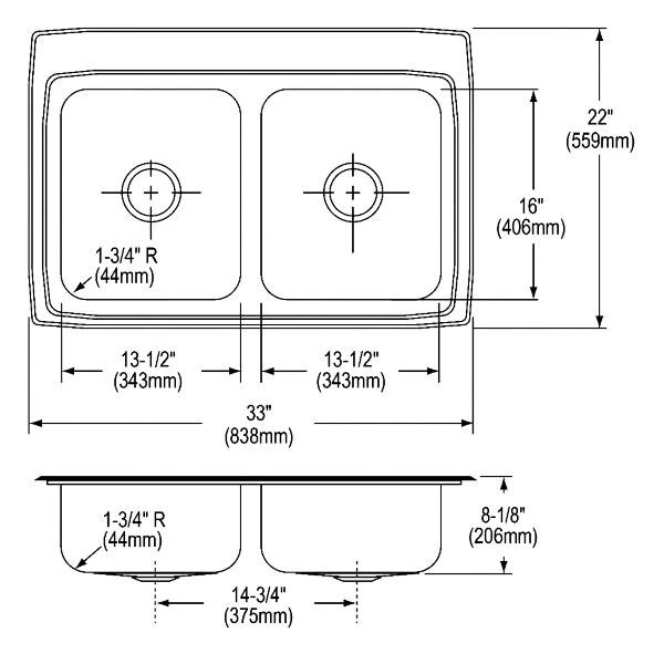 Lr33225 Elkay Goourmet Drop In Kitchen Sink - Lustertone