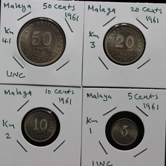 Malaya 1961 set 50, 20, 10, 5 cents  (3301534/N113)