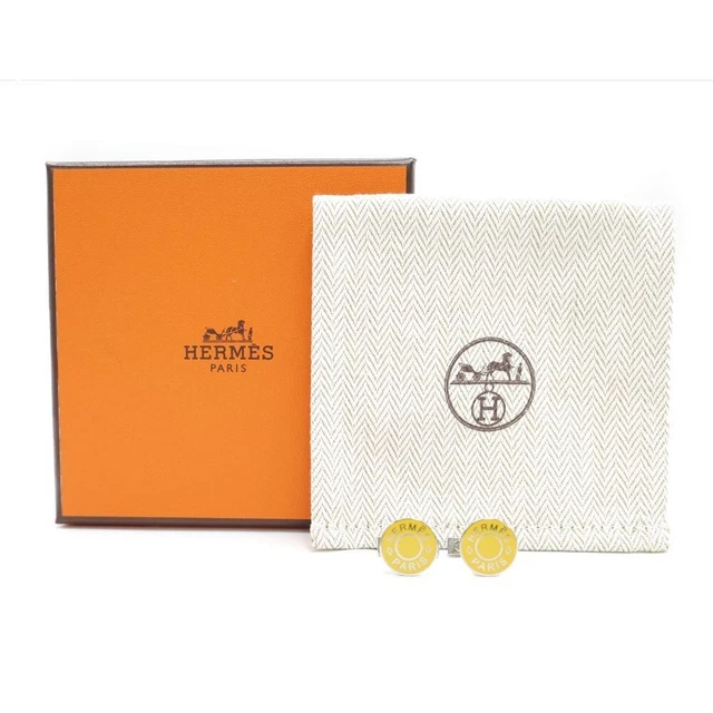 HERMES Palladium Serie Cufflinks Yellow Silver