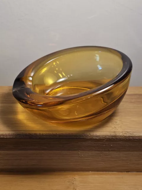 Vintage Viking Glass Persimmon Orange Orb Globe Sphere Ashtray Mid Century