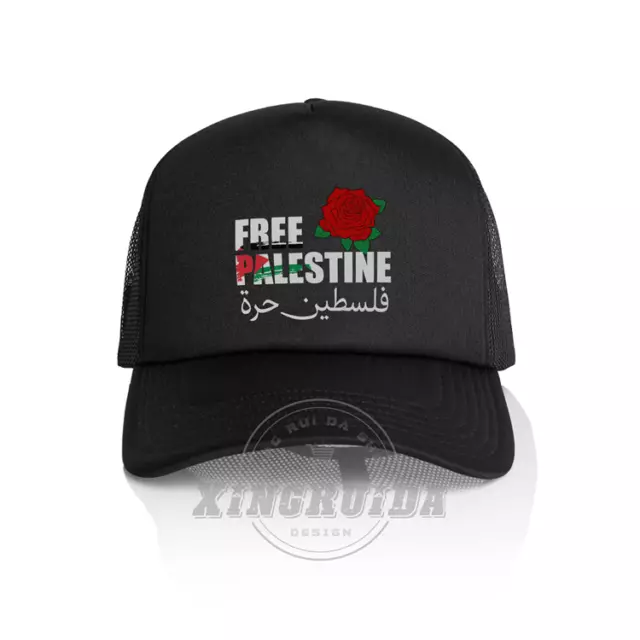 FREE PALESTINE Rose Arabic Palestinian Flag Solidarity Trucker Hat Mesh Cap Hats