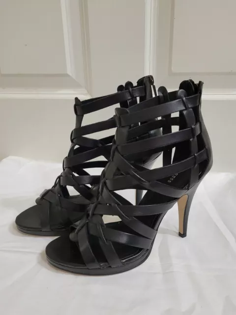Express Women's Leather Strappy High Heel Stiletto Heel Caged Sandal Size 8