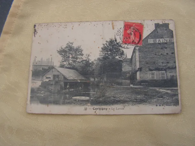 carte postale   corbigny   vers 1900  le lavoir