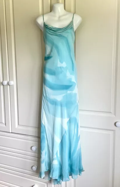 Monsoon Vintage 100% Silk UK 12 Bias Cut Ombré Occasion Wedding Prom Event Dress