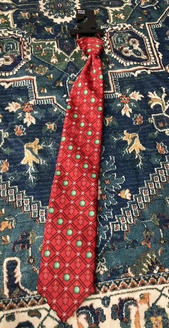 Mens Tie Tales Ornaments Red Green Holiday Christmas Zipper New Zip up Party