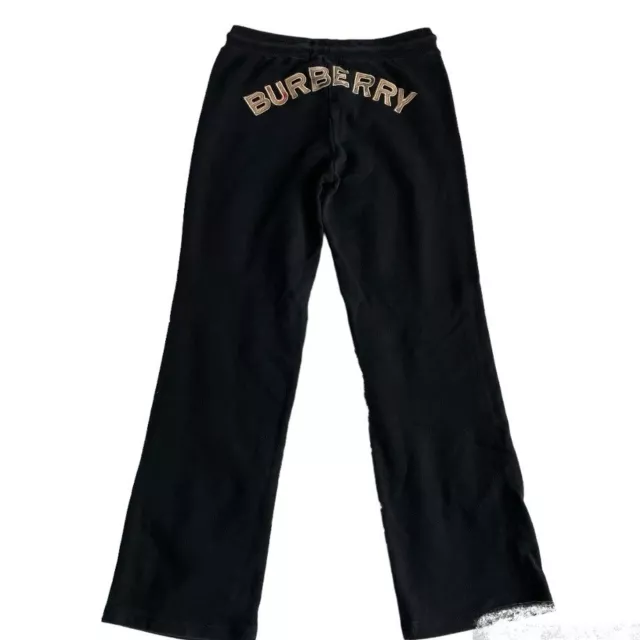 Burberry Track Pants Nova Check Stripe Logo On Back Straight Leg Black Y2K Small 3