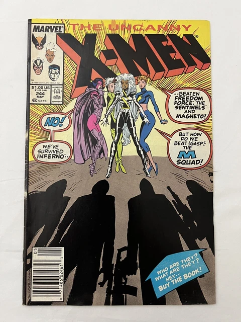 Uncanny X-Men #244 1st Jubilee, M-Squad 1989 Marvel Comics Excellent Condition