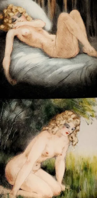 Louis Icart (1888- 1950)  Two Original hand colored Etchings Art Deco