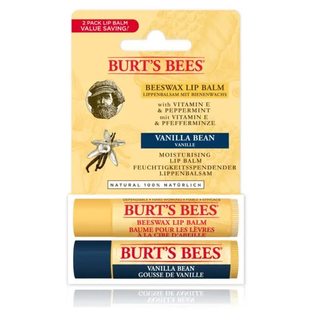 Burts Bees Bienenwachs & Vanilla Bohne Lippenbalsam 2 Pack