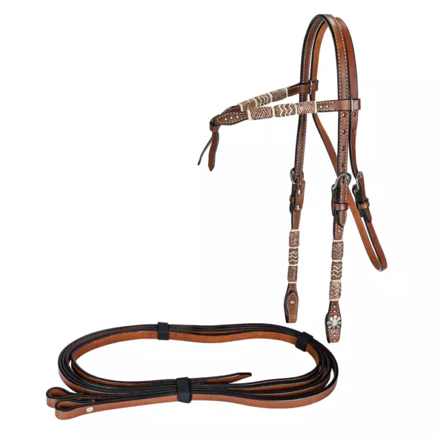 TABELO Knotted Browband Bridle with Rawhide Buttons Leather