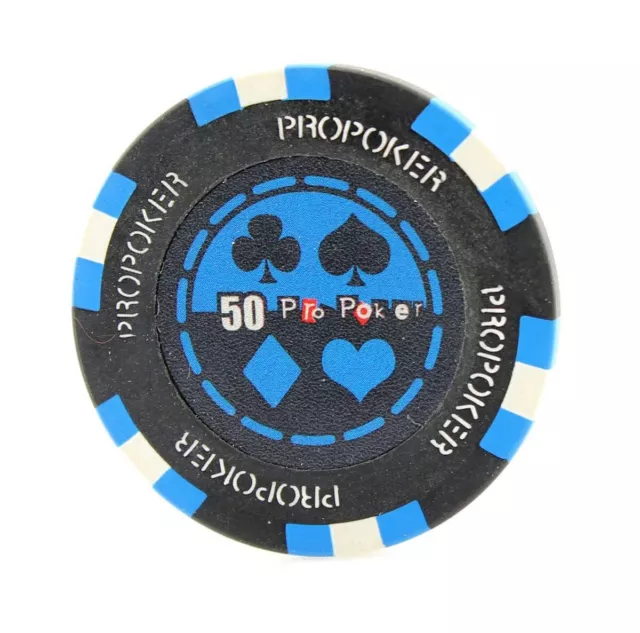 Pro Poker Chips in 13.5 Gram Weight - Pack of 50 (Choose Colors) (Blue)