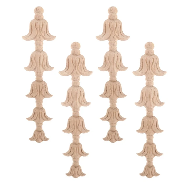 4 Pièces Appliques En Bois Sculpté Style Européen
